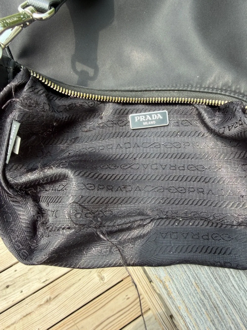 Prada Re-Edition 2005 Black Nylon Messenger Bag with Logo Strap